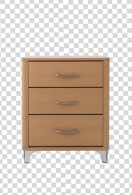 a wooden chest of drawers with a white background with a black and white background