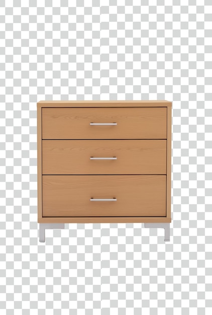 wooden chest with the drawer on a transparent background