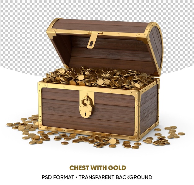 Wooden Chest With Gold Coins