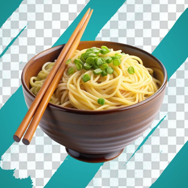 Wooden chopsticks with tasty noodles