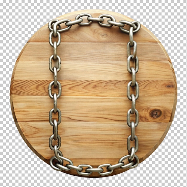 a wooden circle with chains and chains on transparent background