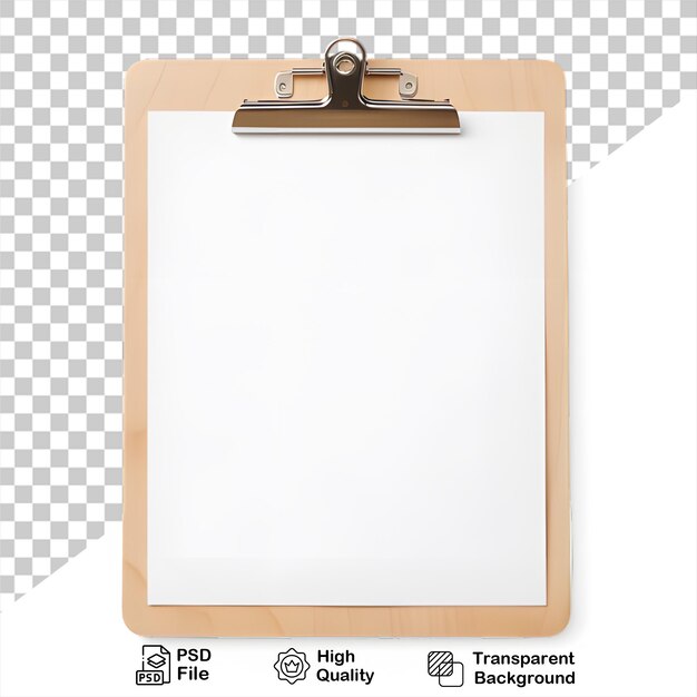 wooden clipboard with blank paper isolated on transparent background include png file