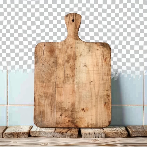 a wooden cutting board with a square pattern in the middle