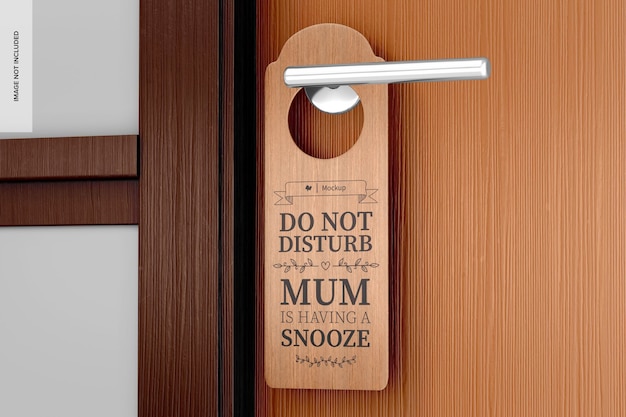 Wooden Door Hanger Mockup, on Handle