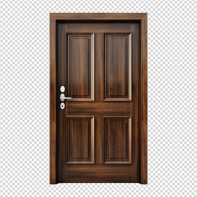 Wooden door isolated on transparent background generative ai