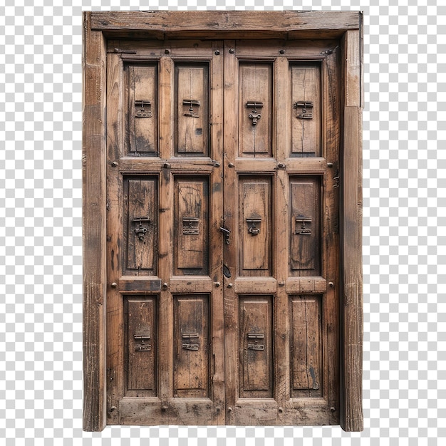 a wooden door with a face on it that is made of wood