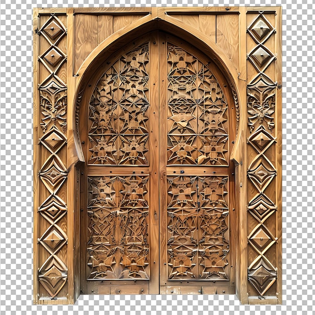 PSD wooden doors collection isolated on transparent background