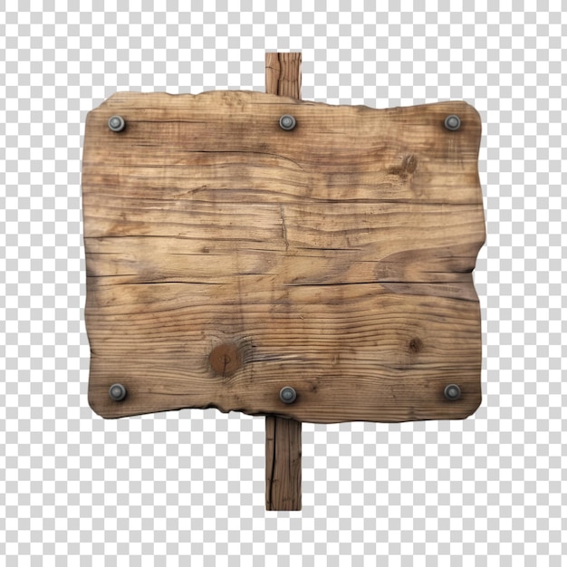 PSD wooden empty board isolated on transparent background