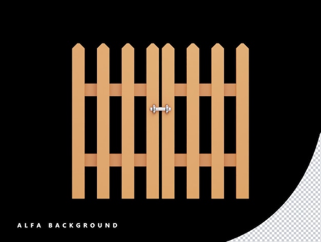 Wooden fence with 3d rendering vector icon illustration