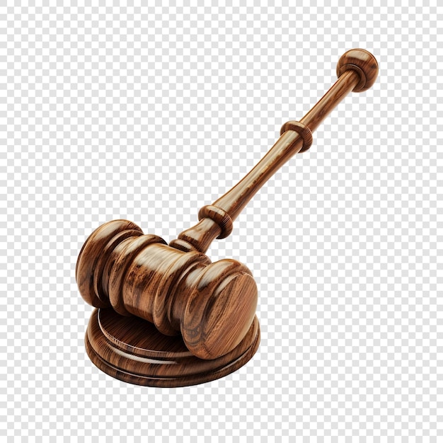 PSD wooden gavel isolated on transparent background