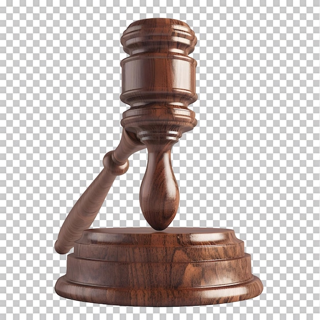 PSD wooden gavel on a vibrant transparent background high resolution