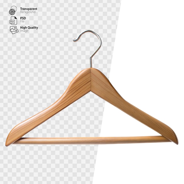 Wooden Hanger on Transparent Background