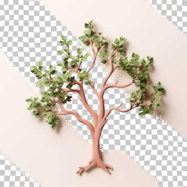 Wooden home decoration Isolated tree on transparent background with a clipping path