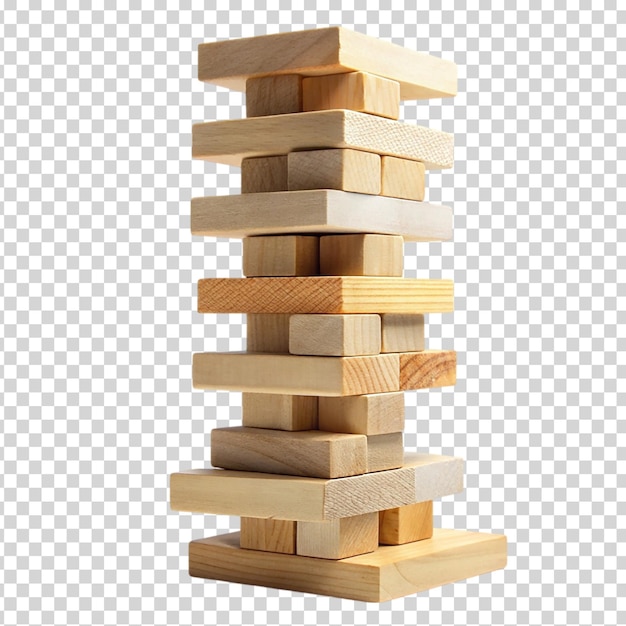 PSD a wooden jenga game on transparent background