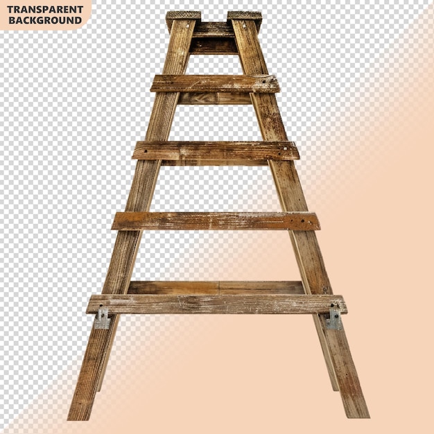 Wooden ladder household tool isolated on transparent background