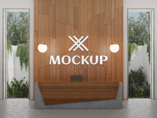 Wooden logo  sign mockup