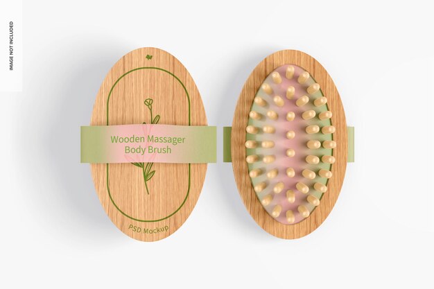 Wooden Massager Body Brushes Mockup, Top View