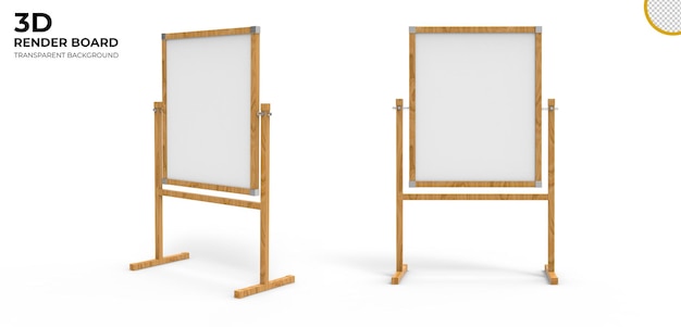 wooden notice board stand mockup 3d rendered