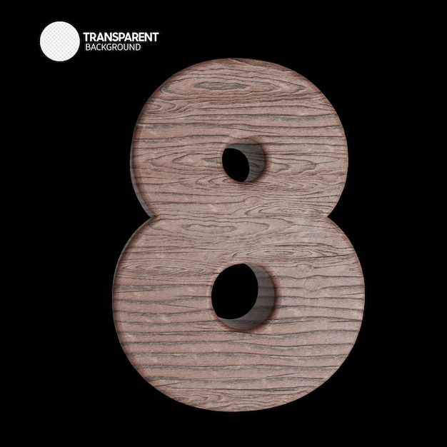 A wooden number 8 with a white circle on the bottom.