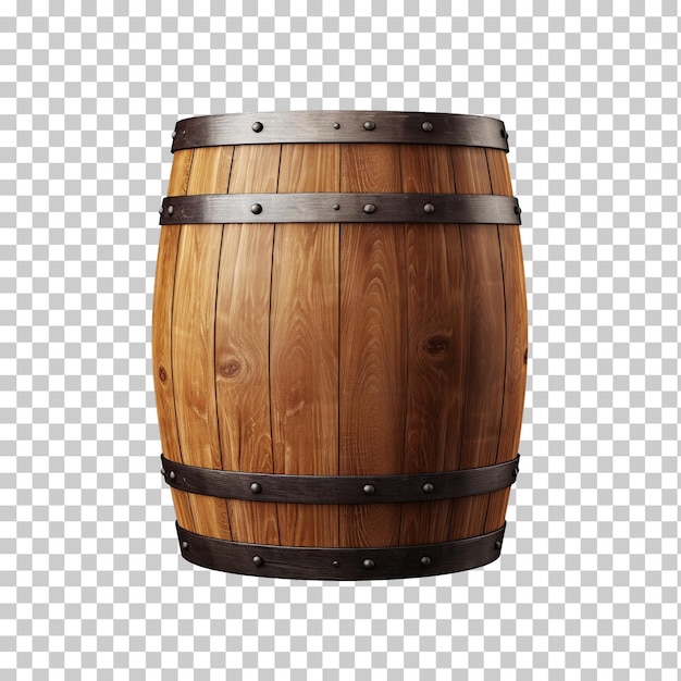 Wooden oak barrel isolated on transparent background png psd