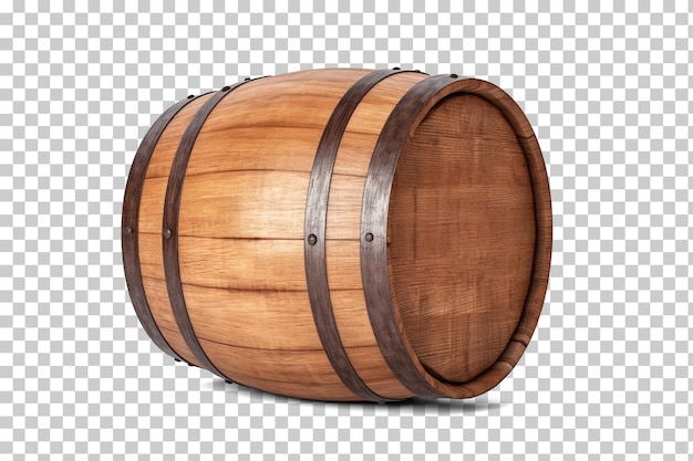 Wooden oak barrel isolated on transparent background png psd