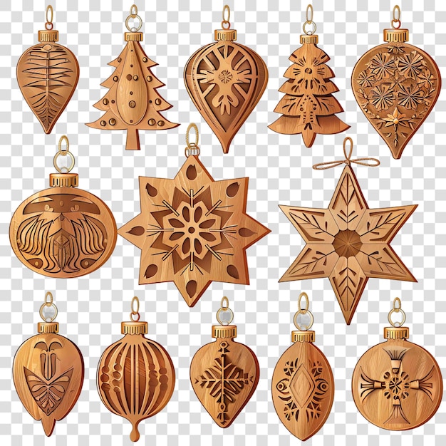 PSD wooden ornaments christmas illustration background