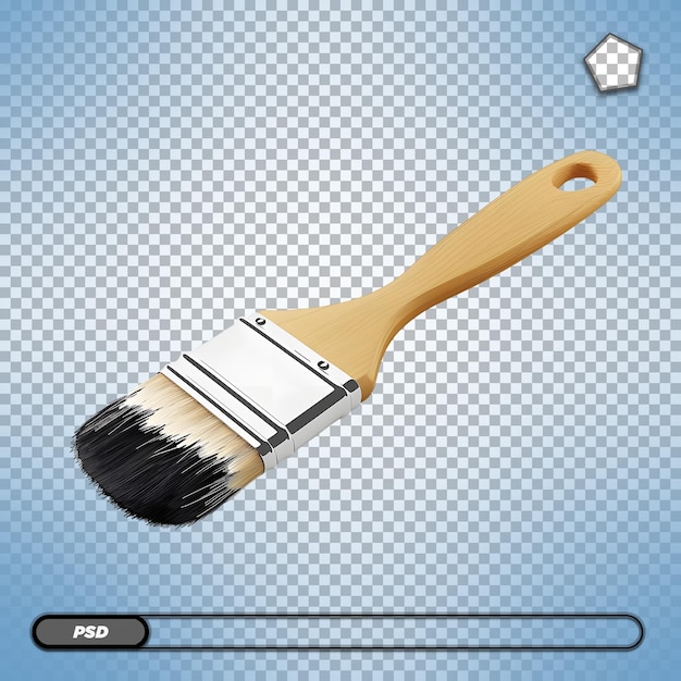 PSD wooden paintbrush isolated on white background isolated on transparent background