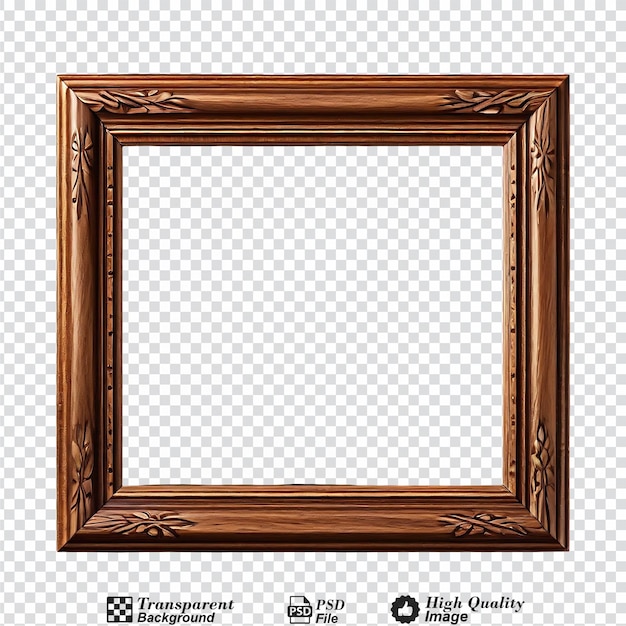 wooden photo frame isolated on transparent background