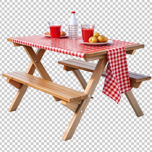 PSD wooden picnic table cut out on transparent