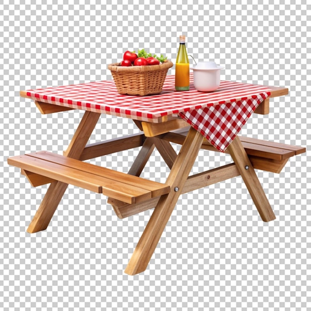 PSD wooden picnic table cut out on transparent