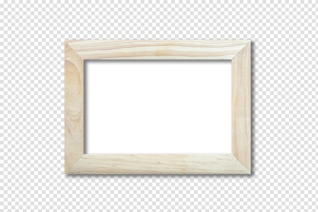 Wooden picture frame hanging on a white wall