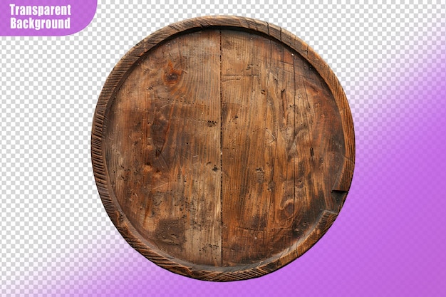 Wooden plate isolated on transparent background