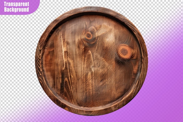 Wooden plate isolated on transparent background