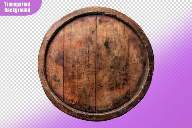 Wooden plate isolated on transparent background