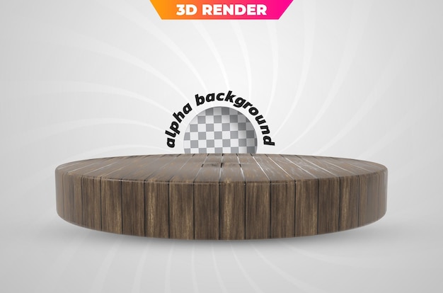 Wooden podium stage 3d render the concept