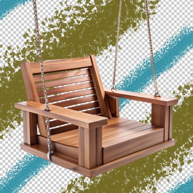 Wooden porch swing on transparent background