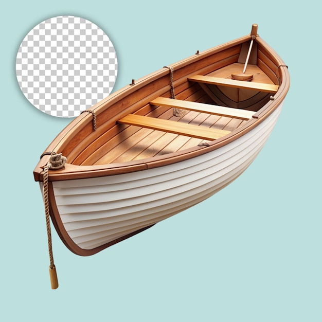 Wooden rowing boat Isolated on transparent background