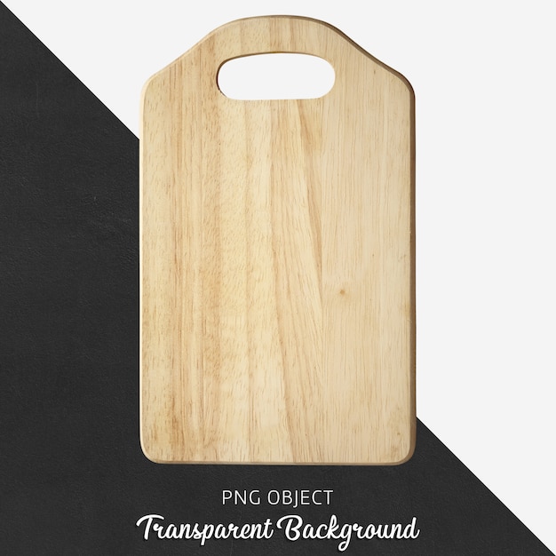 Wooden serving board or cutting board on transparent background