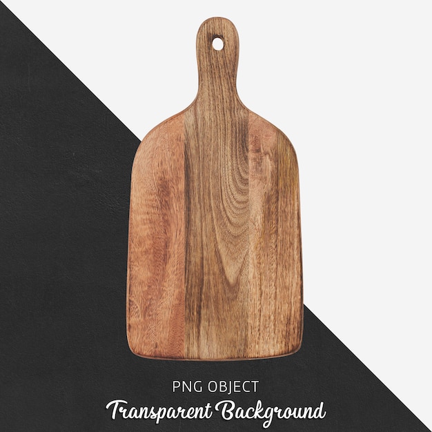 Wooden serving or cutting board on transparent