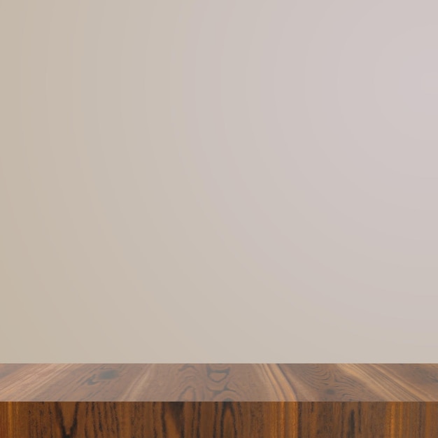 a wooden shelf with a gray background and a white wall behind it