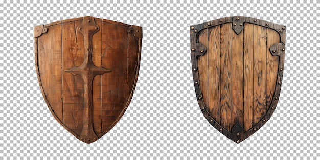 PSD wooden shield defense protection shield isolated on a transparent background cut out png