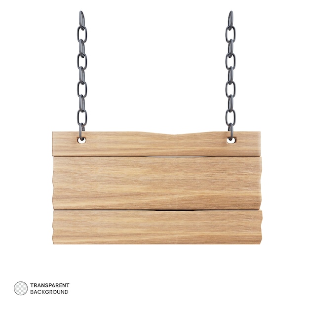 Wooden sign hanging icon 3d render illustration