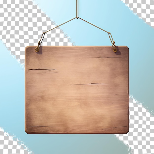 Wooden sign on transparent background separated from surroundings