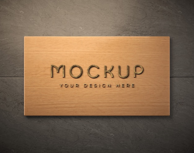 Wooden sign on a wall mockup