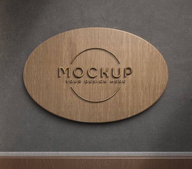 Wooden sign on a wall mockup