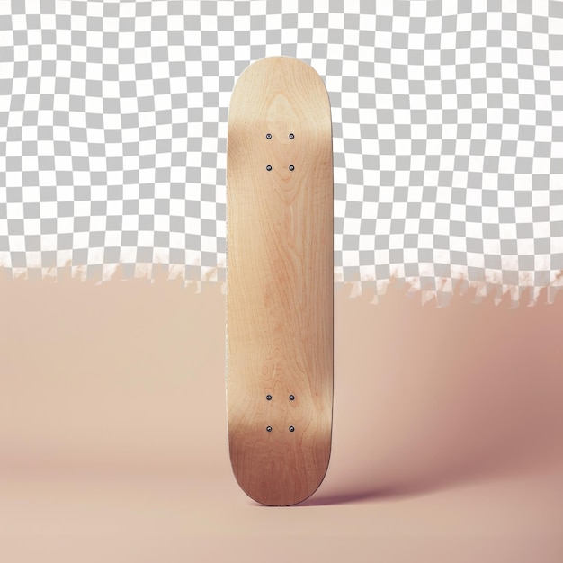 PSD a wooden skateboard with a wooden face and a brown background with holes in the middle