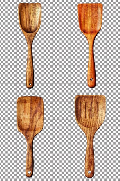 PSD wooden spatula essential kitchen utensil hyperrealistic isolated png with clear transparent backgr