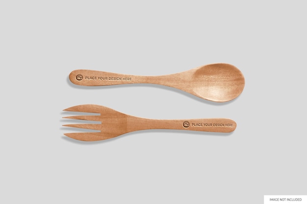 Wooden Spoon And Fork Mockup