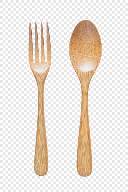 wooden spoon and fork on a transparent background