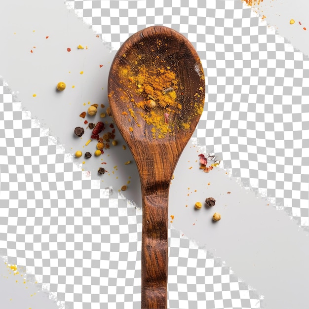 a wooden spoon with food on it and a spoon with a crumb of orange substance on it